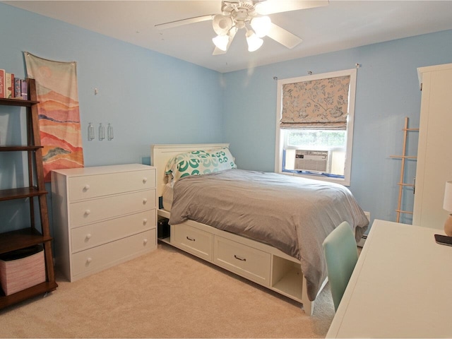 343 Cobblestone Cir S, Burlington, VT 05403 - bedroom featuring light carpet, cooling unit, and a ceiling fan