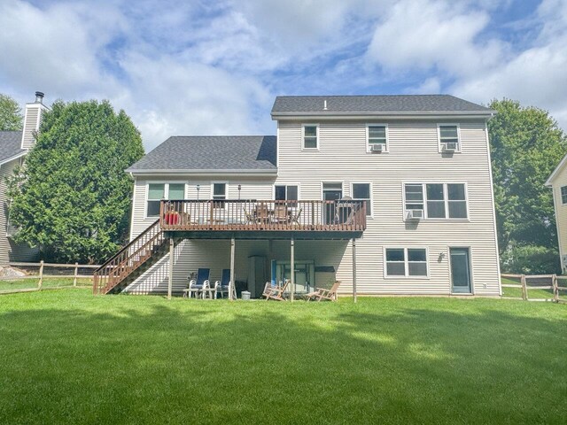 343 Cobblestone Cir S, Burlington, VT 05403 - rear view of house featuring a wooden deck, stairway, and a shingled roof