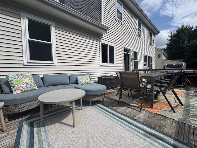 343 Cobblestone Cir S, Burlington, VT 05403 - wooden deck featuring outdoor dining space, an outdoor living space, and grilling area
