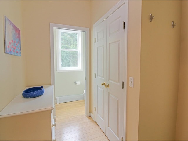 343 Cobblestone Cir S, Burlington, VT 05403 - hallway featuring light wood-style flooring and baseboards