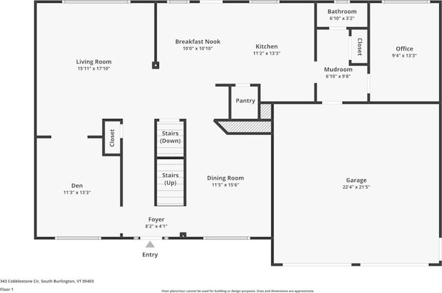 343 Cobblestone Cir S, Burlington, VT 05403 - view of property floor plan