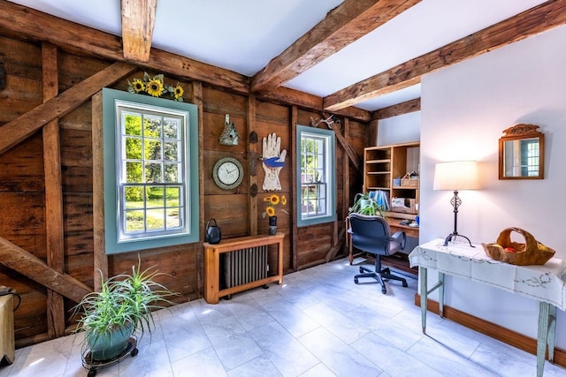 428 N Rd, Salisbury, NH 03235 - office area with wood walls and beam ceiling