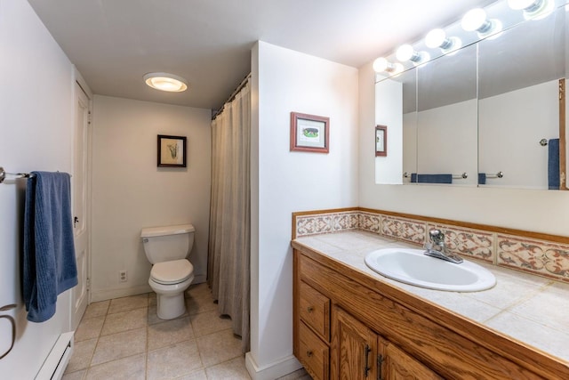 428 N Rd, Salisbury, NH 03235 - bathroom featuring a baseboard heating unit, vanity, and tile patterned flooring