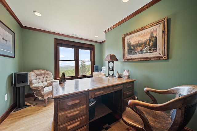 3 Baldwin Ln, Bedford, NH 03110 - office space with light wood-type flooring, crown molding, and recessed lighting