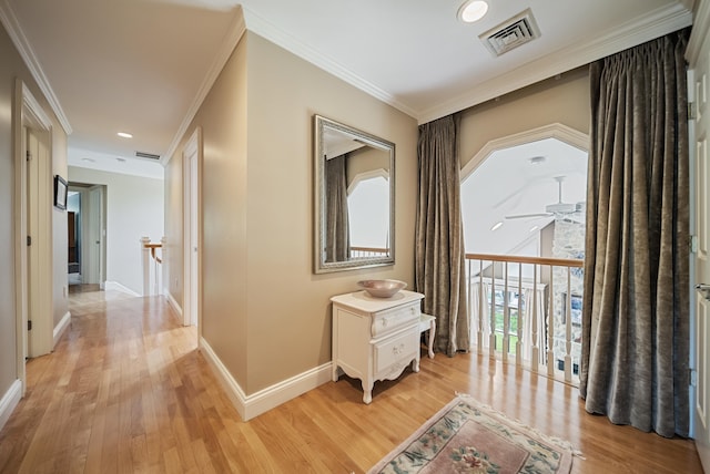 3 Baldwin Ln, Bedford, NH 03110 - hall featuring light wood finished floors, crown molding, and recessed lighting