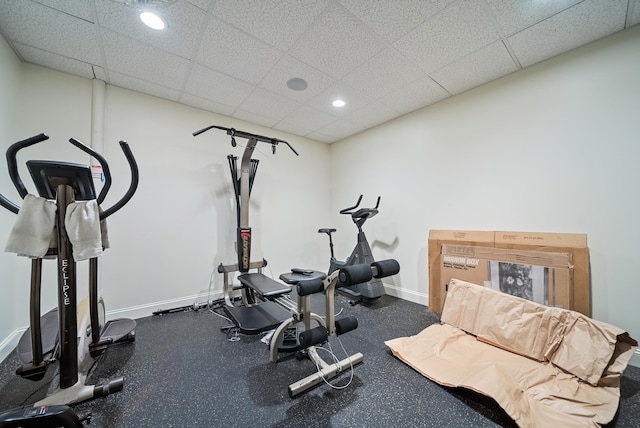 3 Baldwin Ln, Bedford, NH 03110 - workout area featuring recessed lighting and a paneled ceiling