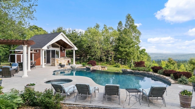 3 Baldwin Ln, Bedford, NH 03110 - swimming pool with an exterior structure, an outdoor hot tub, an outdoor structure, a patio area, and exterior bar