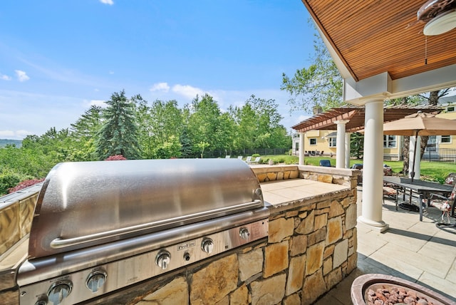 3 Baldwin Ln, Bedford, NH 03110 - view of patio featuring exterior kitchen and a pergola