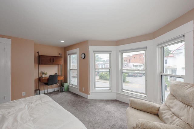5 School St, Tilton, NH 03276 - bedroom featuring light carpet, multiple windows, an office area, and recessed lighting