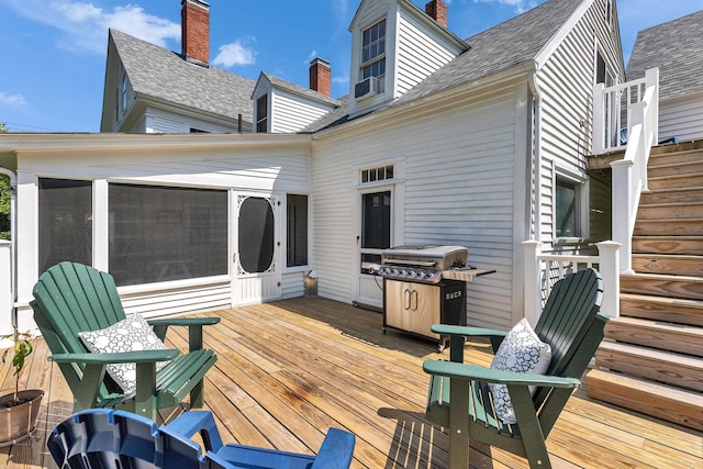 121 Main St, New Ipswich, NH 03071 - deck featuring a sunroom and a grill