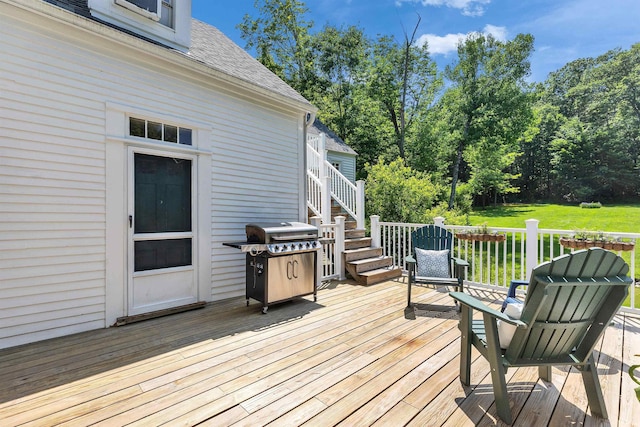121 Main St, New Ipswich, NH 03071 - wooden terrace with grilling area, a yard, and stairway