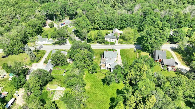 121 Main St, New Ipswich, NH 03071 - aerial view of property and surrounding area with a heavily wooded area