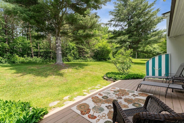 149 Club Sugarbush N Rd, Warren, VT 05674 - wooden terrace with a lawn and view of scattered trees