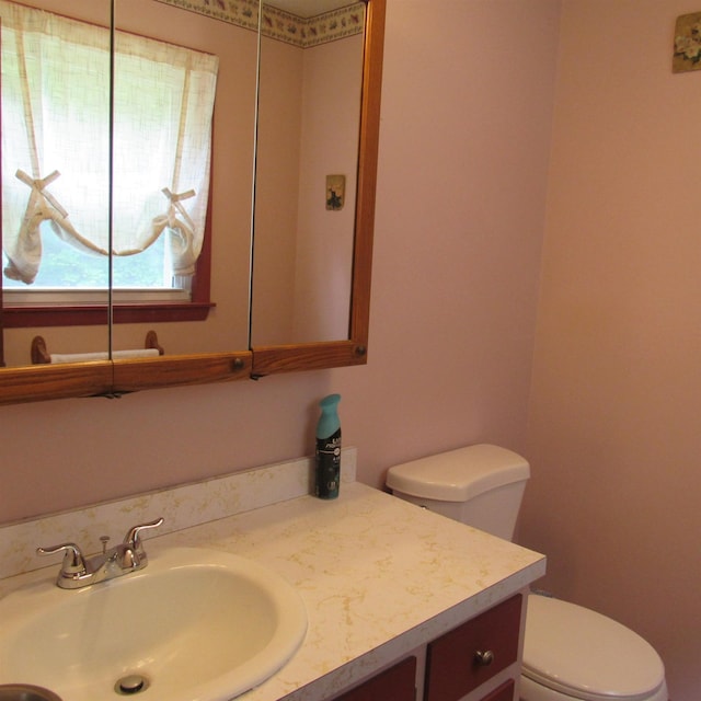 129 Chestnut St, Claremont, NH 03743 - half bathroom featuring toilet and vanity