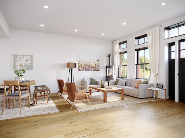 3148 Mountain Rd Unit B, Stowe, VT 05672 - living room featuring recessed lighting and light wood finished floors