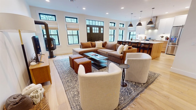 3148 Mountain Rd Unit B, Stowe, VT 05672 - living area with light wood-type flooring and recessed lighting