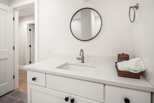 3148 Mountain Rd Unit B, Stowe, VT 05672 - bathroom with vanity and tile patterned floors