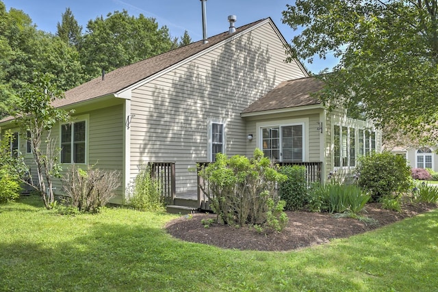 53 Summit Ridge Dr, Keene, NH 03431 - rear view of house with a lawn and a shingled roof