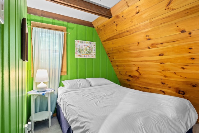 11 Island Dr, Madison, NH 03849 - bedroom featuring carpet and wooden walls