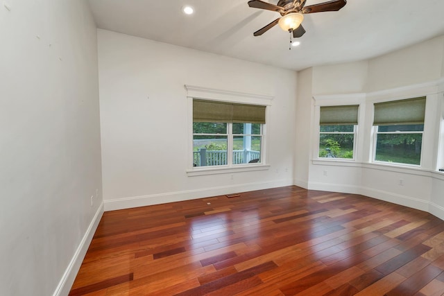 85 Blueberry Hill Rd, Meredith, NH 03253 - spare room featuring wood-type flooring, a ceiling fan, and recessed lighting