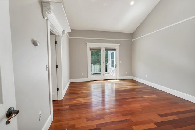 85 Blueberry Hill Rd, Meredith, NH 03253 - spare room featuring vaulted ceiling and wood finished floors
