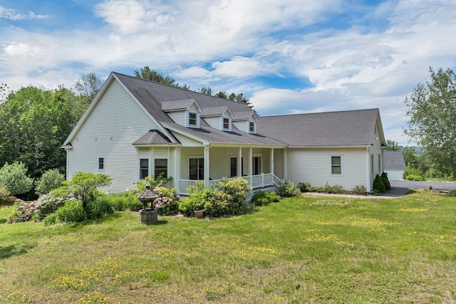 85 Blueberry Hill Rd, Meredith, NH 03253 - back of property with covered porch and a yard