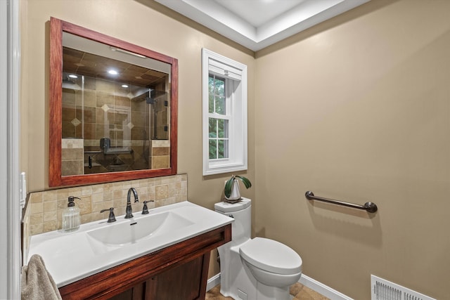 104 Windsor Dr, Auburn, NH 03032 - full bath featuring a stall shower, vanity, and backsplash