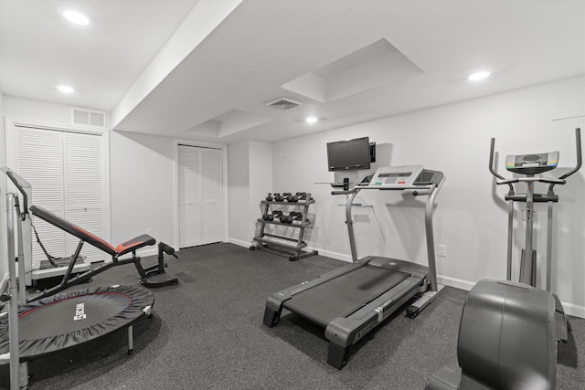 104 Windsor Dr, Auburn, NH 03032 - exercise area with baseboards and recessed lighting