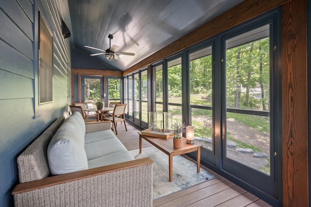 5 Michaels Way, Laconia, NH 03246 - sunroom featuring a ceiling fan and vaulted ceiling