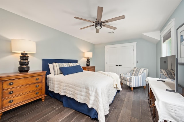 5 Michaels Way, Laconia, NH 03246 - bedroom featuring dark wood-style flooring, a closet, and a ceiling fan