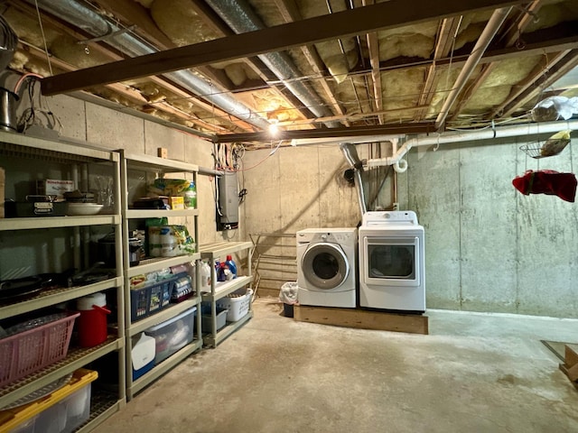 114 Snow Pond Rd, Concord, NH 03301 - unfinished below grade area featuring separate washer and dryer and electric panel