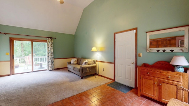 114 Snow Pond Rd, Concord, NH 03301 - living area featuring light colored carpet and high vaulted ceiling