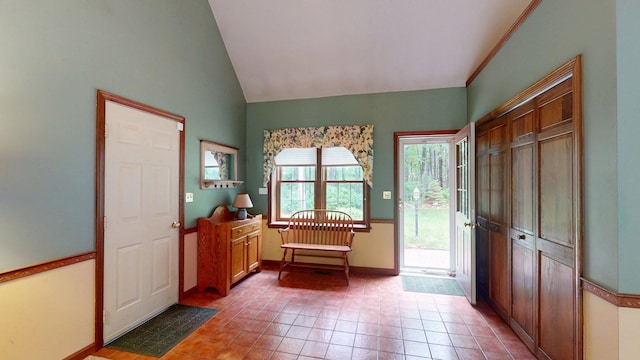 114 Snow Pond Rd, Concord, NH 03301 - entrance foyer with light tile patterned floors and high vaulted ceiling