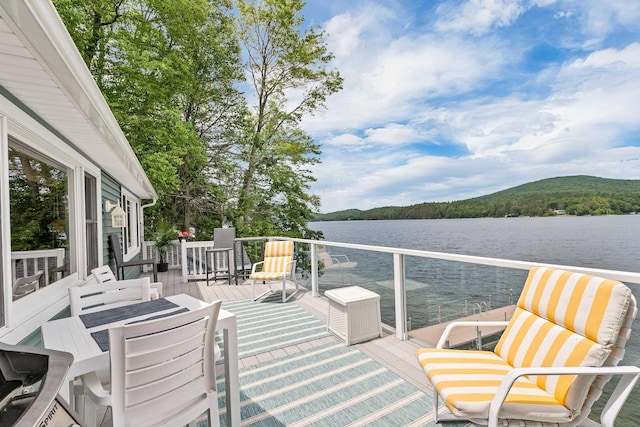 352 S Shore Rd, New Durham, NH 03855 - wooden terrace featuring a water view