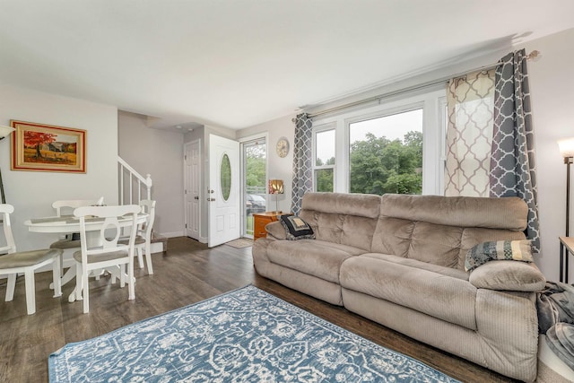 44A Windham Rd, Hudson, NH 03051 - living room with wood finished floors and stairs