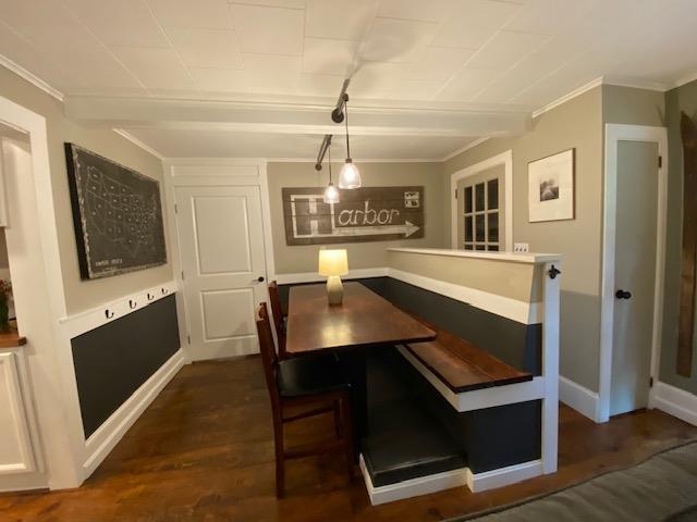 33 Newbury Heights Rd, Newbury, NH 03255 - dining space featuring crown molding and dark wood-type flooring