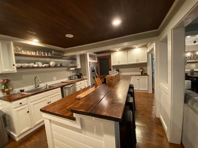 33 Newbury Heights Rd, Newbury, NH 03255 - bar area featuring wood ceiling, stainless steel appliances, dark wood-style floors, and recessed lighting