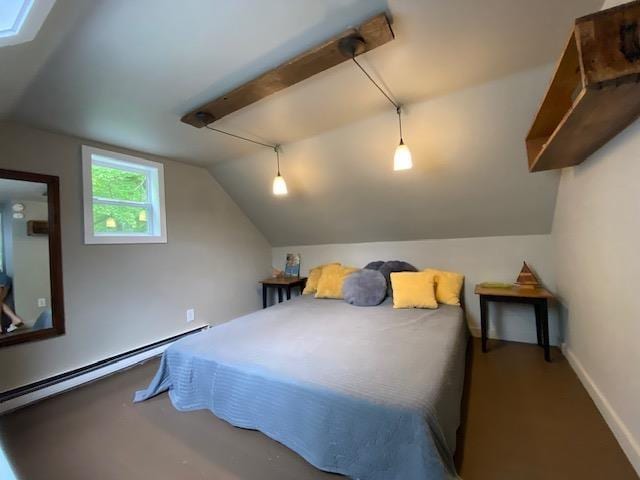 33 Newbury Heights Rd, Newbury, NH 03255 - bedroom with baseboard heating and vaulted ceiling