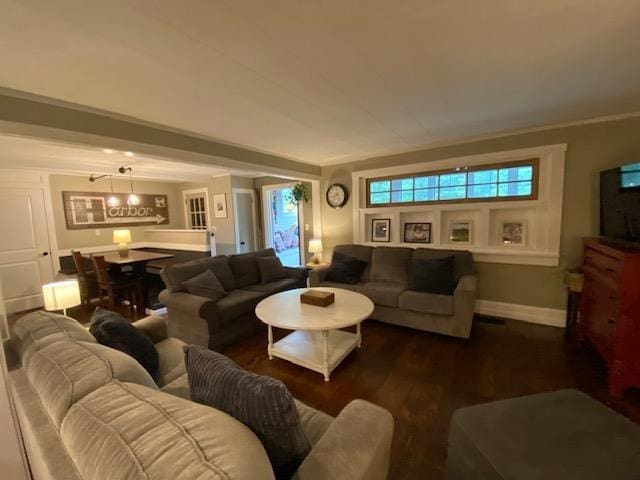 33 Newbury Heights Rd, Newbury, NH 03255 - living room featuring dark wood finished floors and baseboards