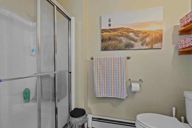 82 Robinhood Rd, Wakefield, NH 03830 - bathroom with a baseboard radiator and a stall shower