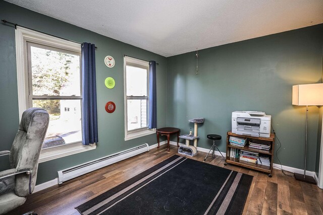 19 Shelburne Rd Unit 19, Merrimack, NH 03054 - miscellaneous room featuring a baseboard heating unit, wood finished floors, and a textured ceiling