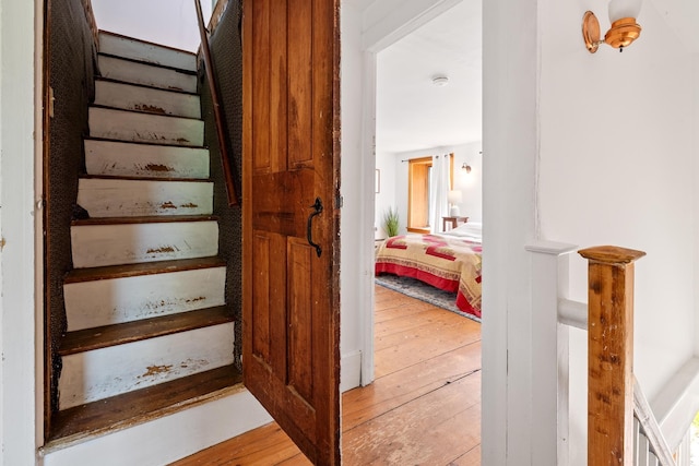 526 River Rd, Lyme, NH 03768 - stairs with hardwood / wood-style floors
