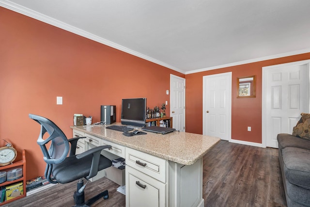 55 Trask Side Rd, Alton, NH 03810 - home office with ornamental molding and dark wood finished floors