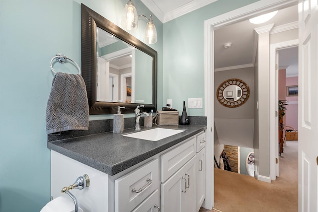 55 Trask Side Rd, Alton, NH 03810 - bathroom featuring vanity and crown molding