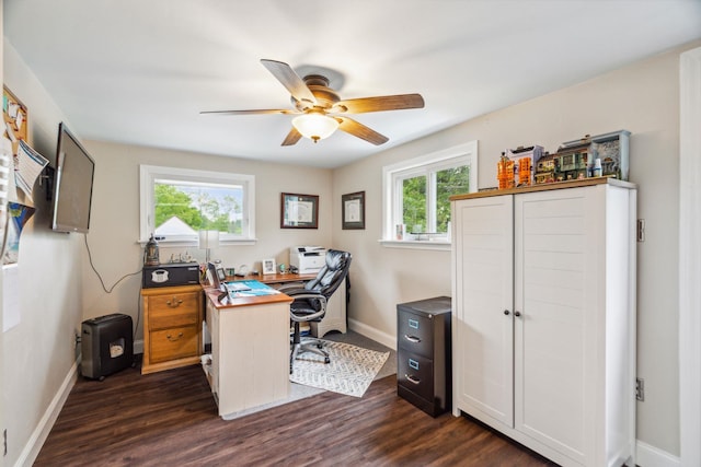 183 Summer St, Newport, NH 03773 - office space featuring a ceiling fan and dark wood-style floors
