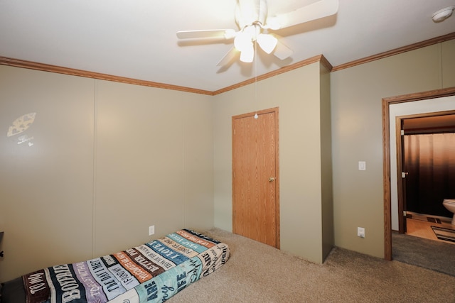 44 Hoit Mill Rd, Weare, NH 03281 - unfurnished bedroom with ornamental molding, carpet flooring, and a ceiling fan