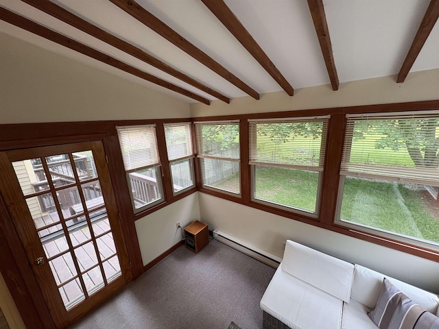 71 Esker Rd Unit B, Hampton, NH 03842 - sunroom / solarium featuring a baseboard heating unit, carpet floors, and healthy amount of natural light