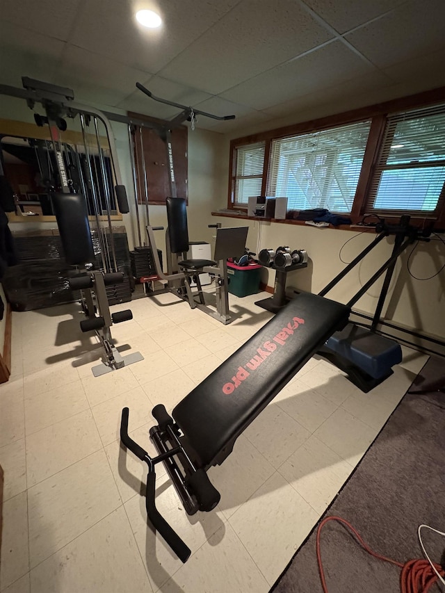 71 Esker Rd Unit B, Hampton, NH 03842 - exercise area featuring a paneled ceiling and tile patterned floors