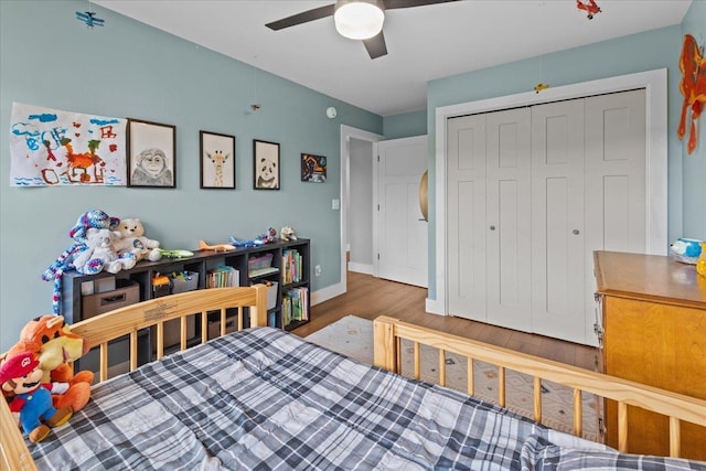 27 Hidden View Rd, Underhill, VT 05489 - bedroom featuring wood finished floors, a closet, and a ceiling fan