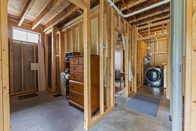27 Hidden View Rd, Underhill, VT 05489 - bathroom featuring washer / dryer and concrete floors